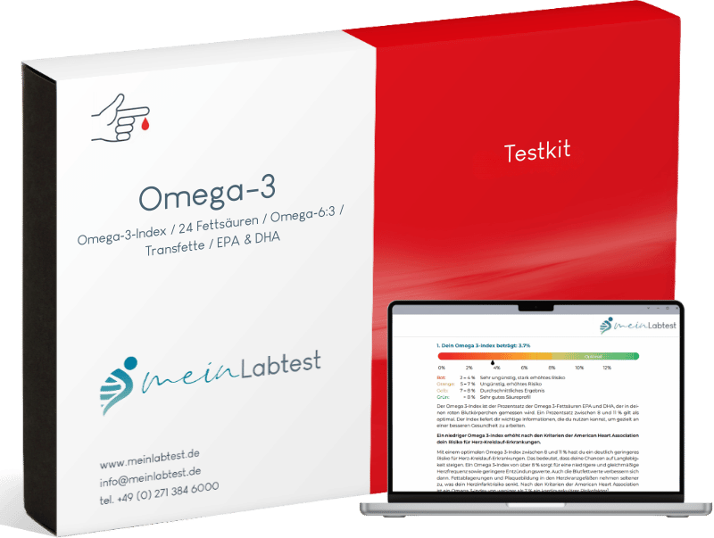 Mit dem Omega-3 Test von Meinlabtest bekommst du eine vollständige Fettsäurenanalyse 
