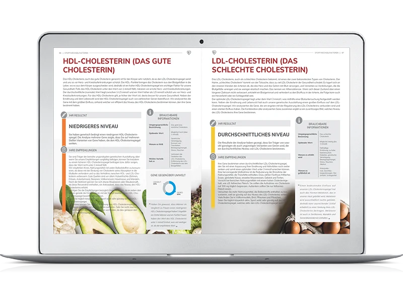 Ergebnisbericht des Nutri-Gene Plus DNA-Tests auf einem Laptop